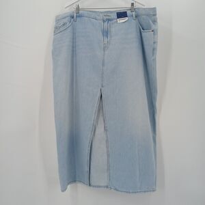 Old Navy Long Denim Middle Slit Skirt Womens 22 Light Wash Casual Basic